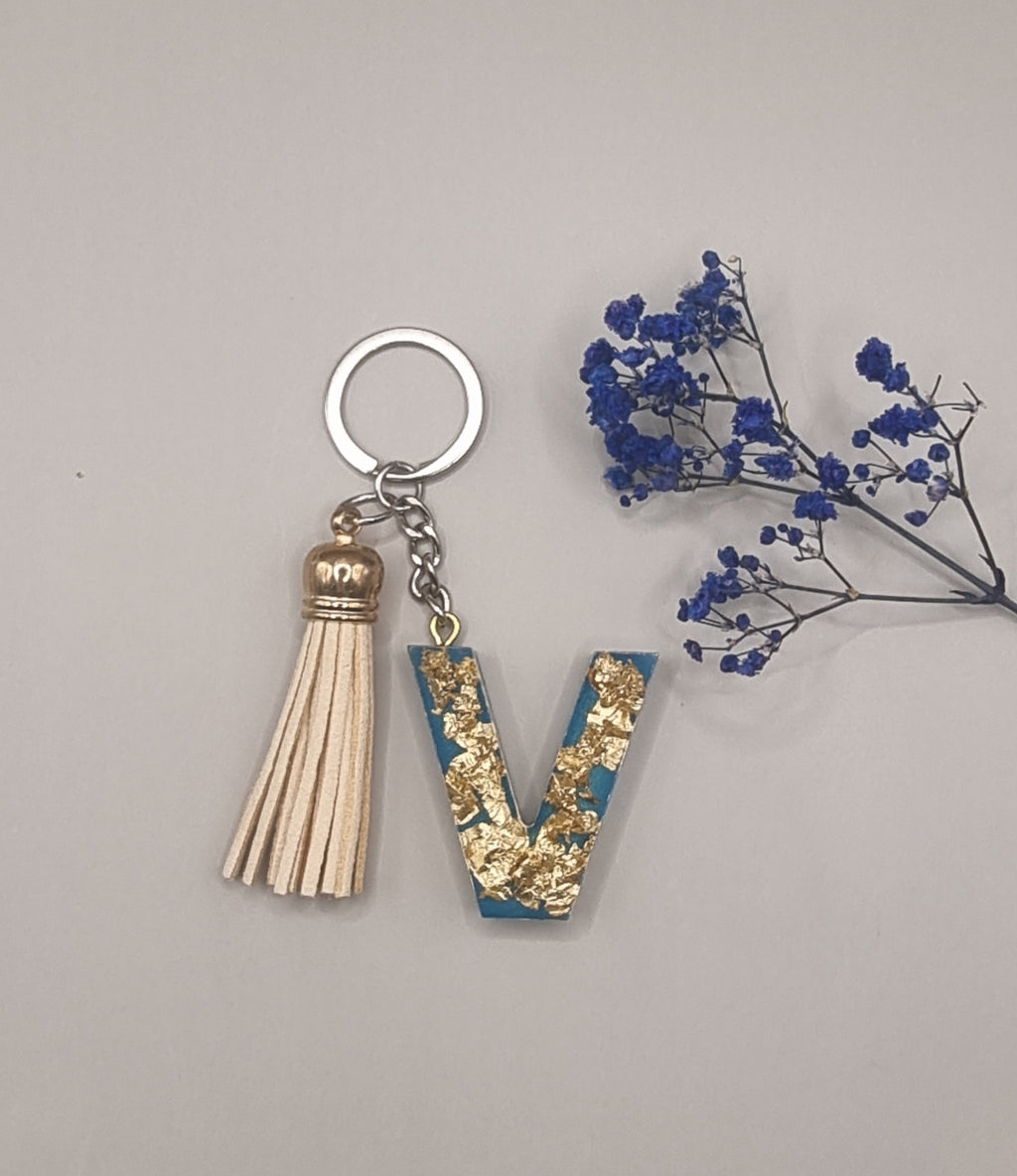 Initial V Keychain