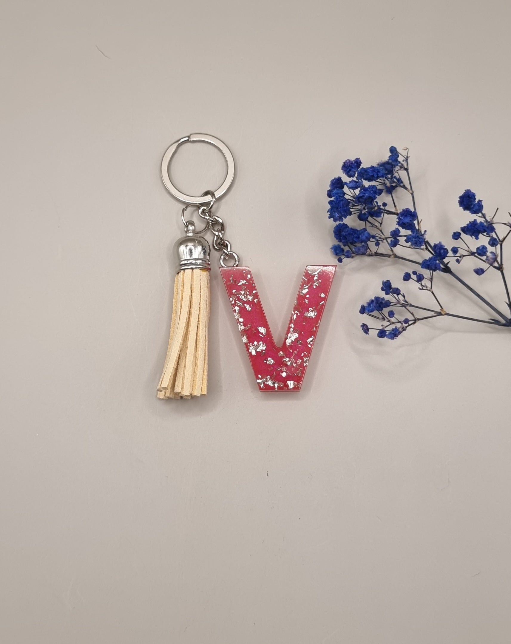 Initial V Keychain