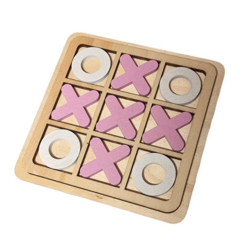 Tic Tac Toe Wooden Board Game Blue - Image 6