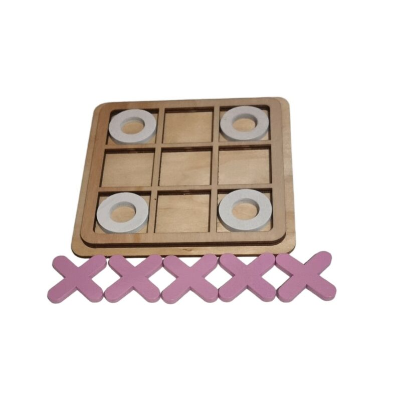 Tic Tac Toe Wooden Board Game Blue - Image 5