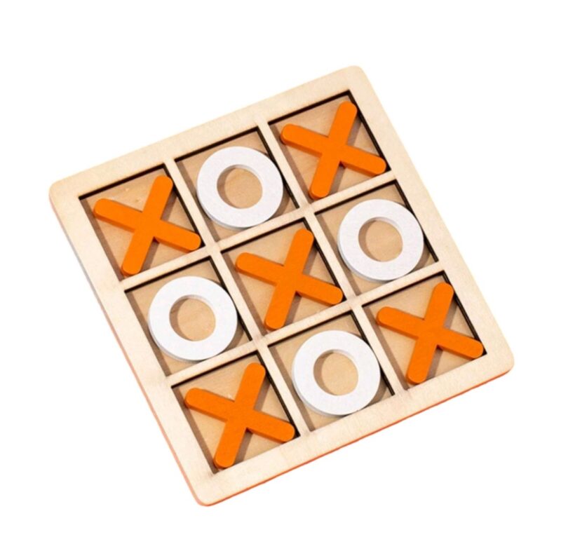 Tic Tac Toe Wooden Board Game Blue