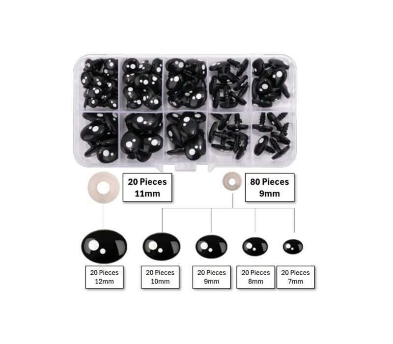 Oval Plastic Safety Eyes - 201 Pieces - Image 2